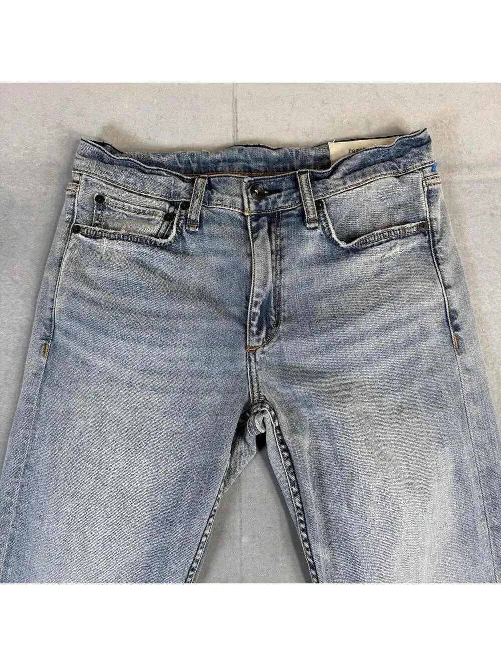 Rag & Bone Fit 2 Slim Jeans Mens 30x32 Blue Light Wash Distressed Straight